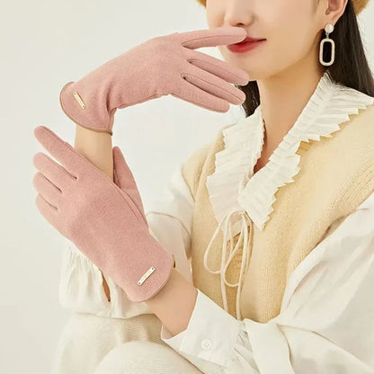 Women's Gloves Suede Cashmere-Lined Touchscreen Compatible