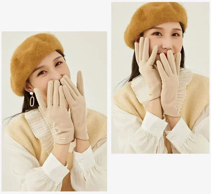 Women's Gloves Suede Cashmere-Lined Touchscreen Compatible