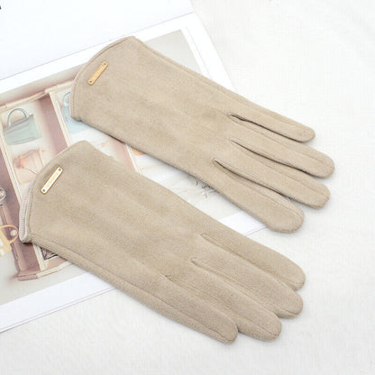 Women's Gloves Suede Cashmere-Lined Touchscreen Compatible