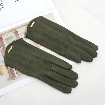 Women's Gloves Suede Cashmere-Lined Touchscreen Compatible