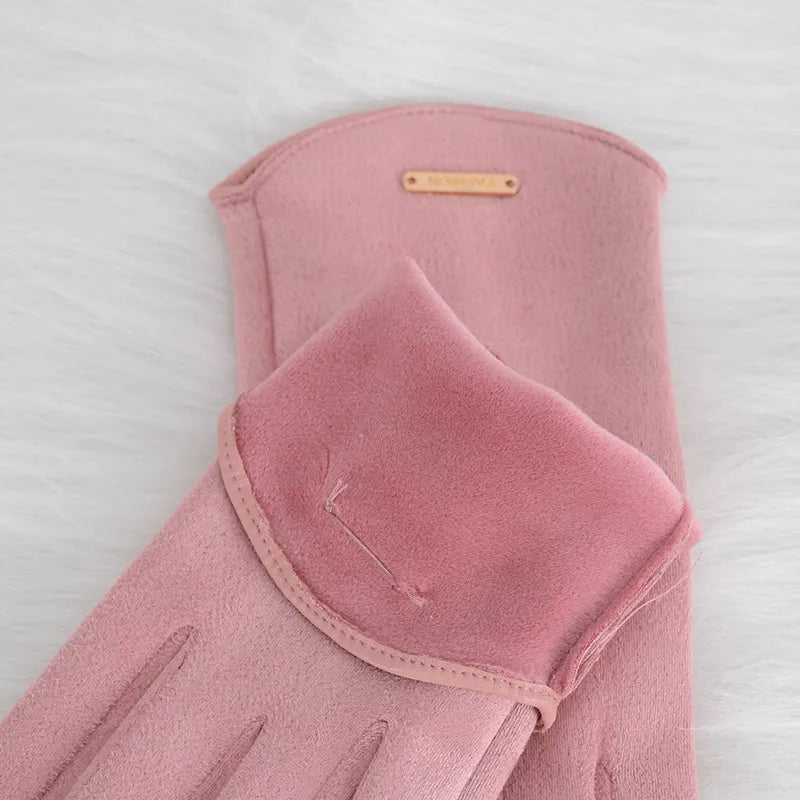Women's Gloves Suede Cashmere-Lined Touchscreen Compatible
