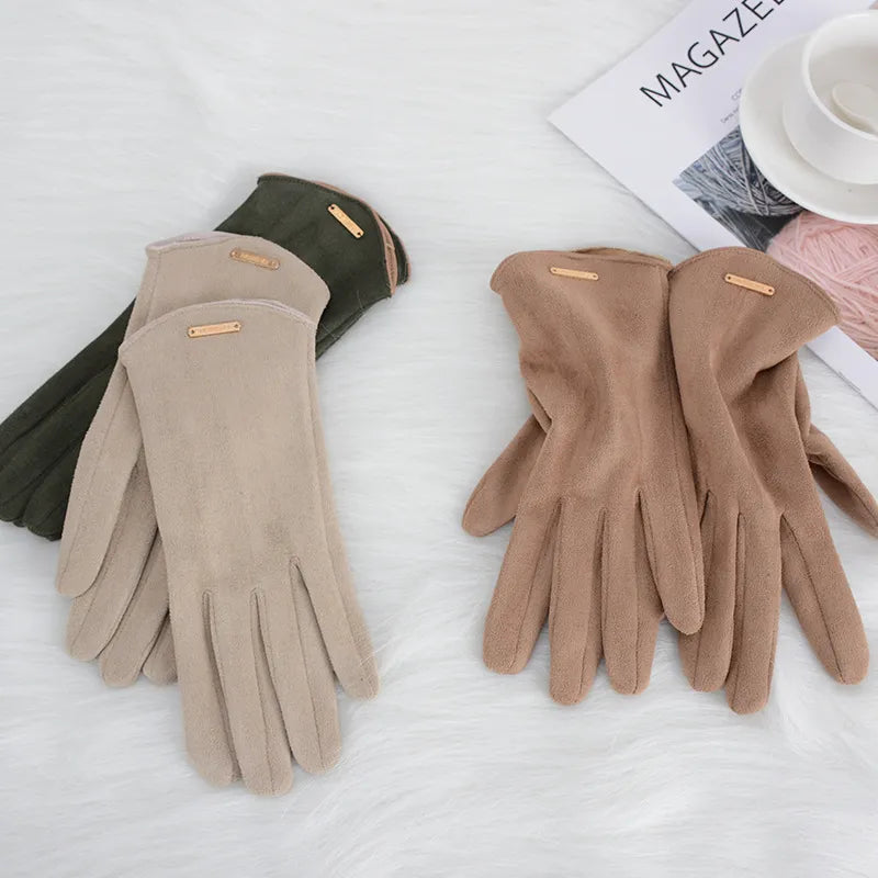 Women's Gloves Suede Cashmere-Lined Touchscreen Compatible
