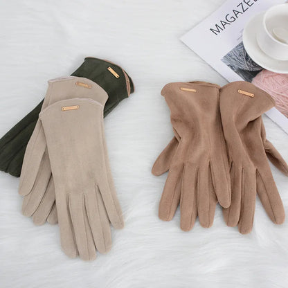Women's Gloves Suede Cashmere-Lined Touchscreen Compatible