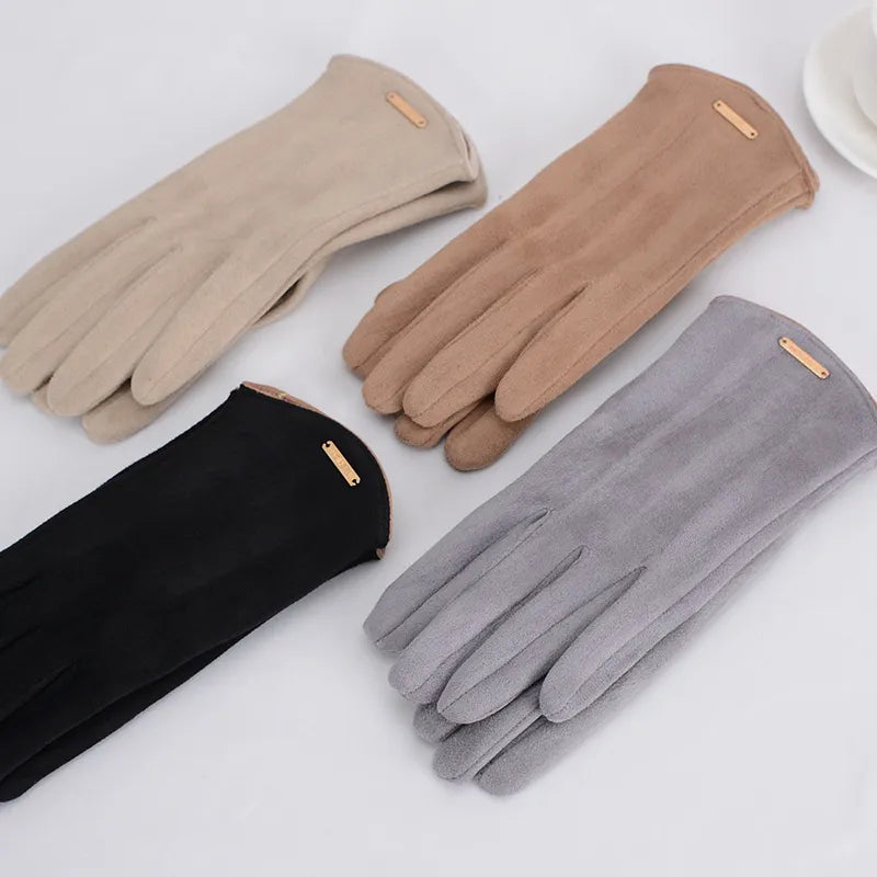 Women's Gloves Suede Cashmere-Lined Touchscreen Compatible