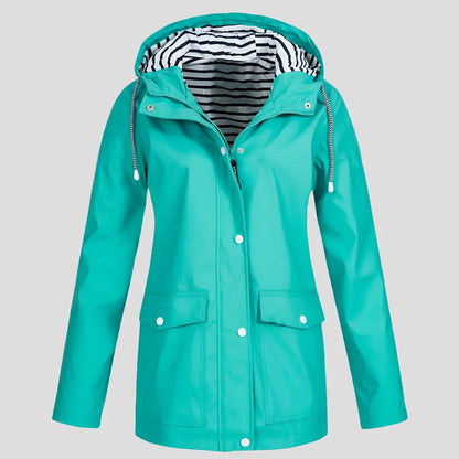 Women's Hooded Jacket Waterproof & Windproof Zippered Pockets