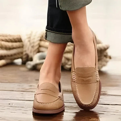 Women's Loafers Smooth PU Upper Low Stacked Heel
