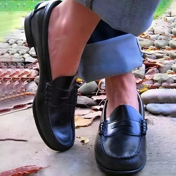Women's Loafers Smooth PU Upper Low Stacked Heel