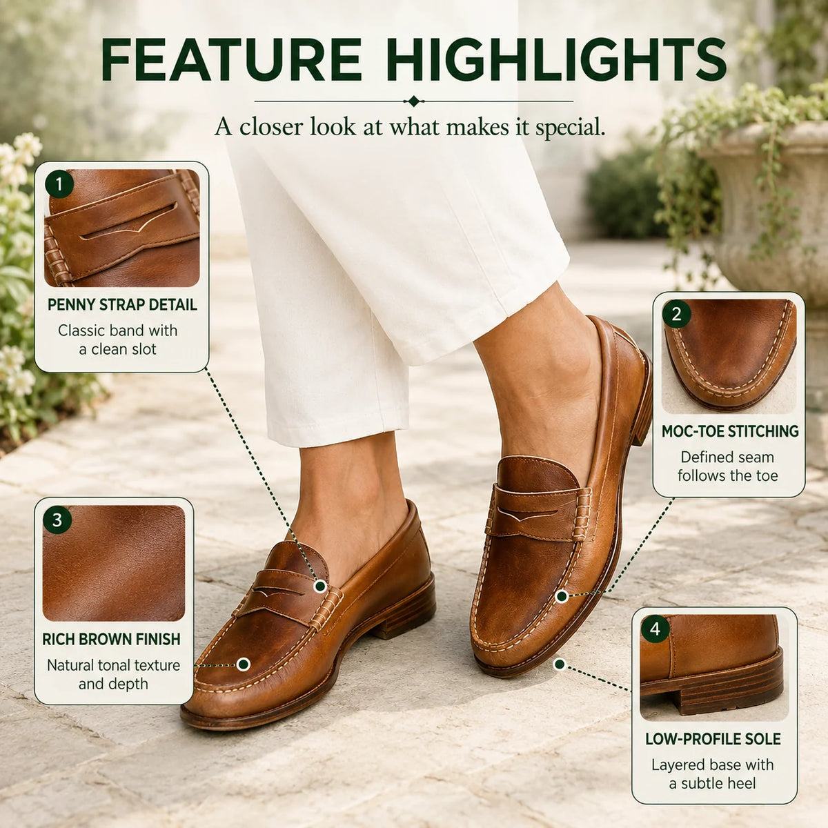Women's Loafers Smooth PU Upper Low Stacked Heel
