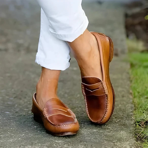 Women's Loafers Smooth PU Upper Low Stacked Heel