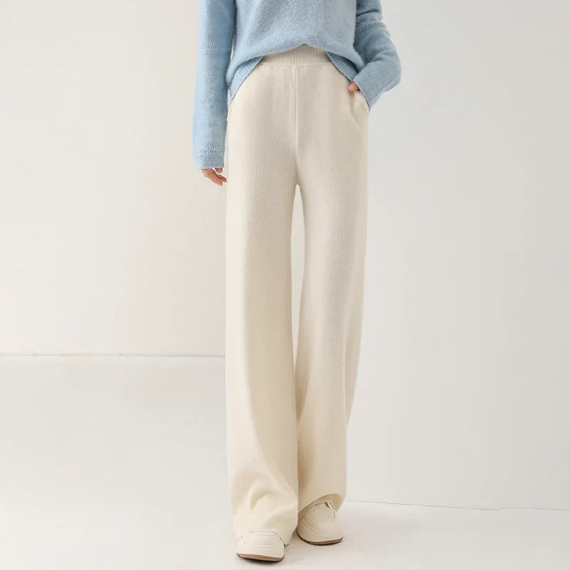 Women's Pants Merino Wool High-Waist Wide-Leg