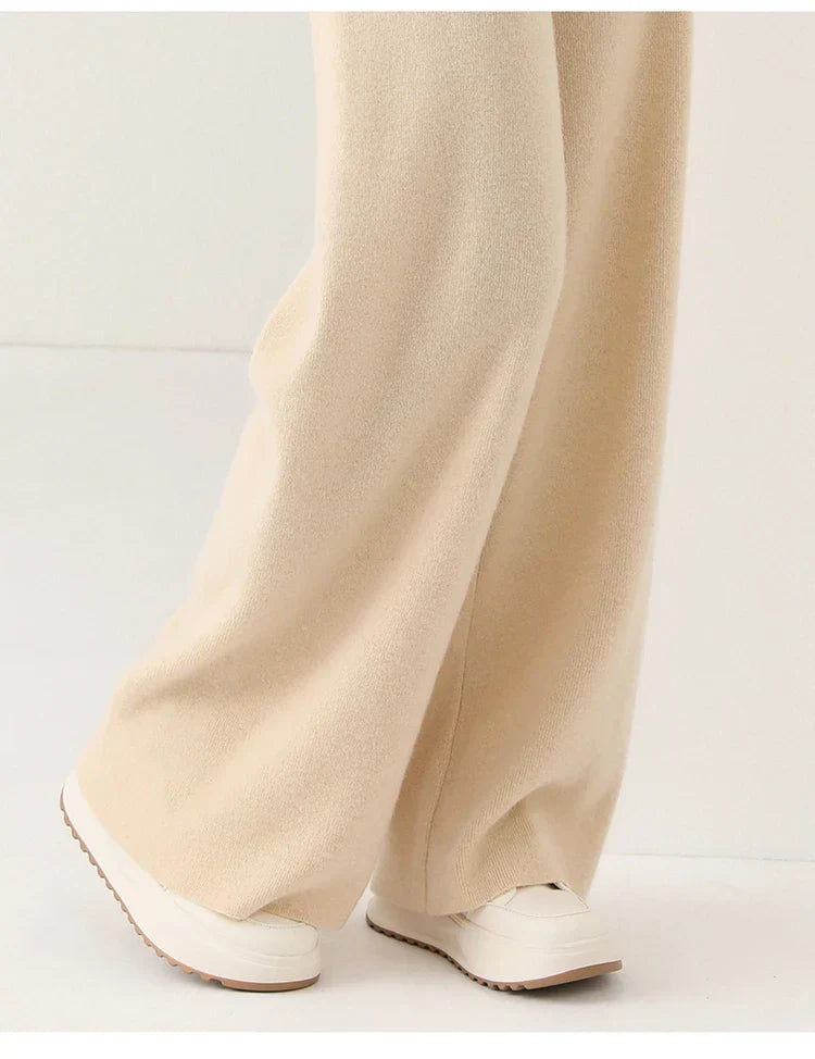 Women's Pants Merino Wool High-Waist Wide-Leg