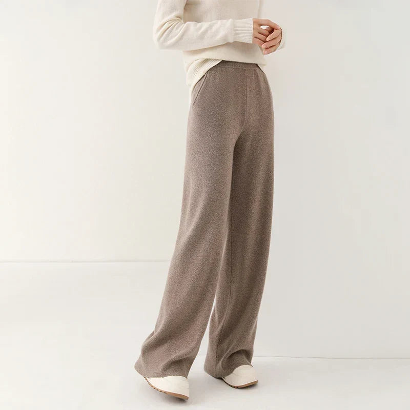 Women's Pants Merino Wool High-Waist Wide-Leg