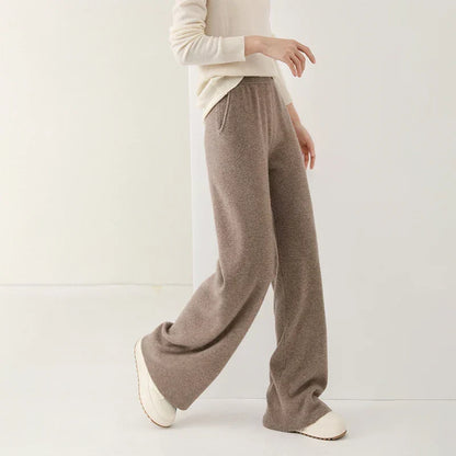 Women's Pants Merino Wool High-Waist Wide-Leg