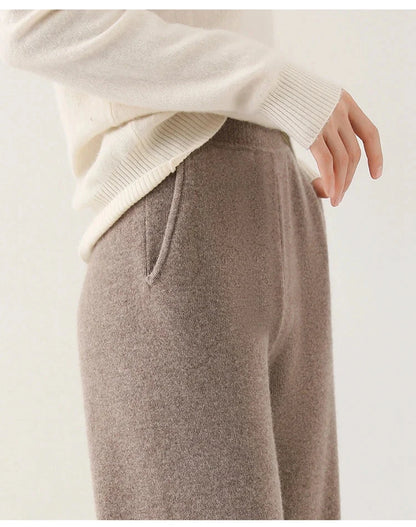 Women's Pants Merino Wool High-Waist Wide-Leg