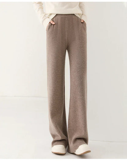 Women's Pants Merino Wool High-Waist Wide-Leg