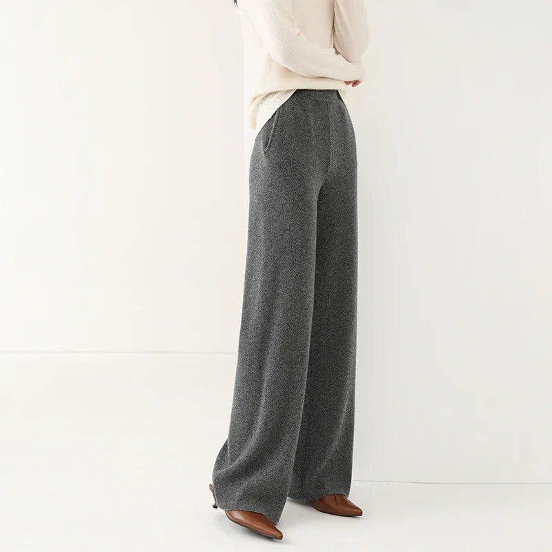 Women's Pants Merino Wool High-Waist Wide-Leg