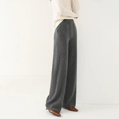 Women's Pants Merino Wool High-Waist Wide-Leg