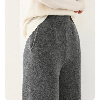 Women's Pants Merino Wool High-Waist Wide-Leg