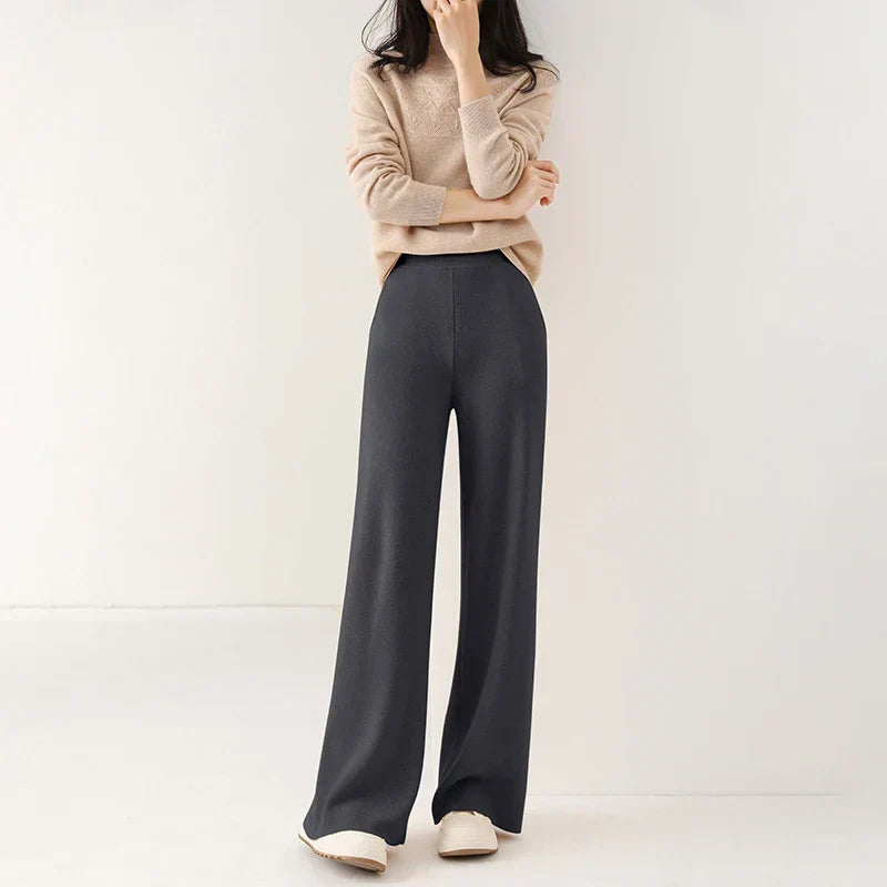 Women's Pants Merino Wool High-Waist Wide-Leg