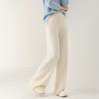 Women's Pants Merino Wool High-Waist Wide-Leg