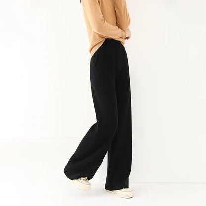 Women's Pants Merino Wool High-Waist Wide-Leg