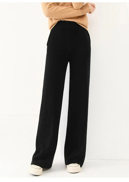 Women's Pants Merino Wool High-Waist Wide-Leg