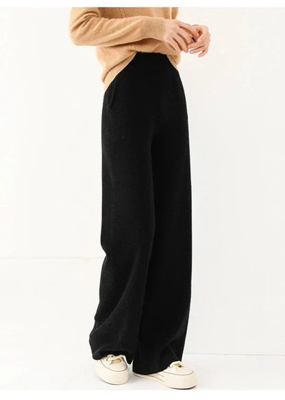 Women's Pants Merino Wool High-Waist Wide-Leg