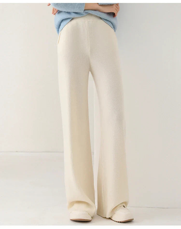 Women's Pants Merino Wool High-Waist Wide-Leg
