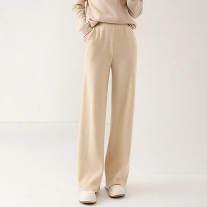 Women's Pants Merino Wool High-Waist Wide-Leg
