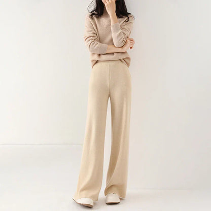 Women's Pants Merino Wool High-Waist Wide-Leg
