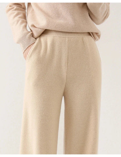 Women's Pants Merino Wool High-Waist Wide-Leg