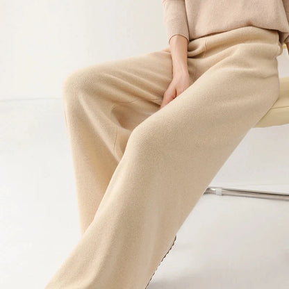 Women's Pants Merino Wool High-Waist Wide-Leg