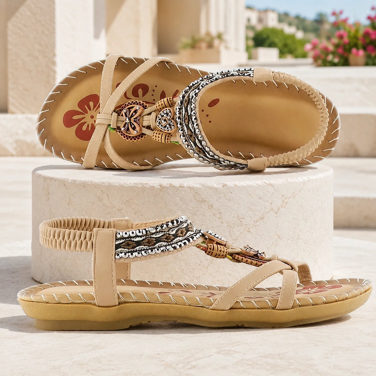 Women's Sandals Slip-On Back Strap Padded Footbed Textured Outsole