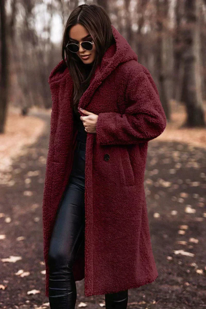 Women's Teddy Coat Oversized Wool Blend Hood
