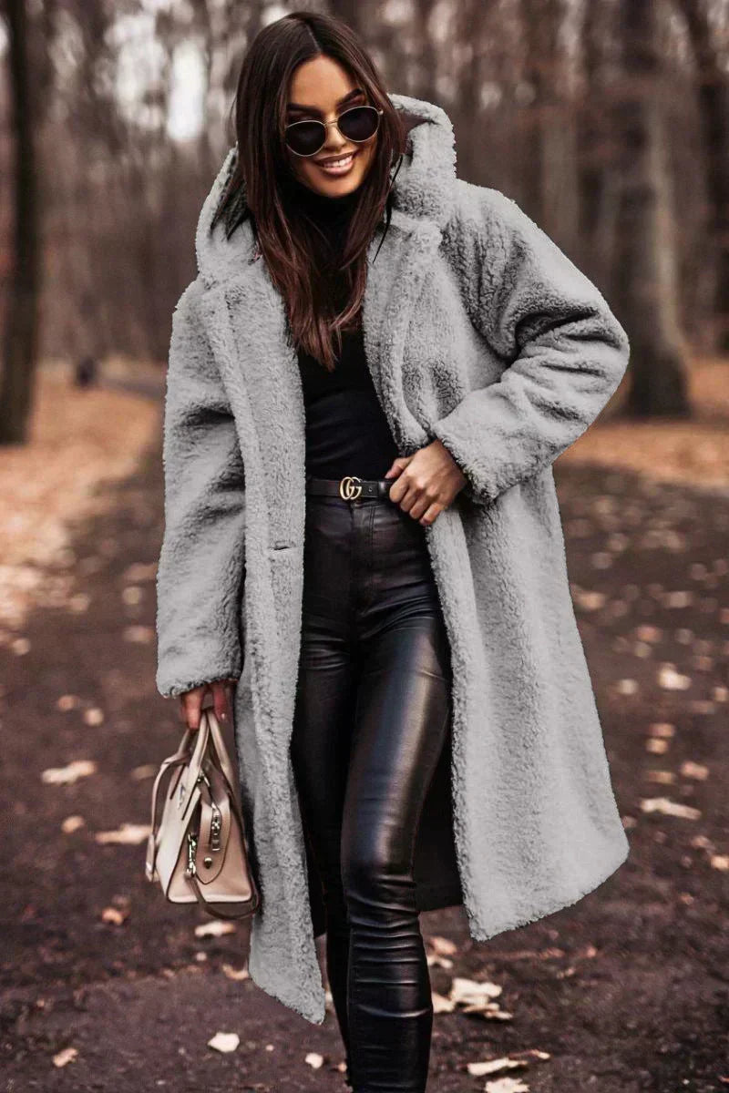 Women's Teddy Coat Oversized Wool Blend Hood