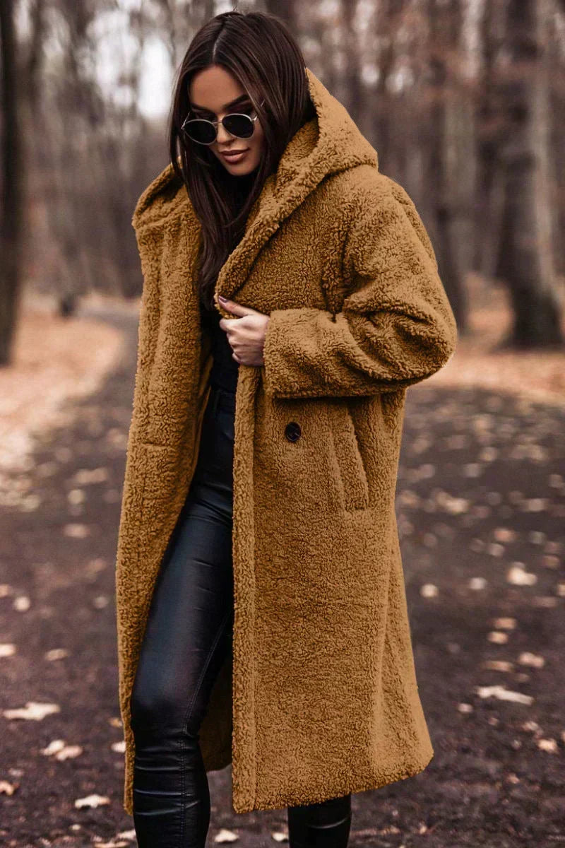 Women's Teddy Coat Oversized Wool Blend Hood