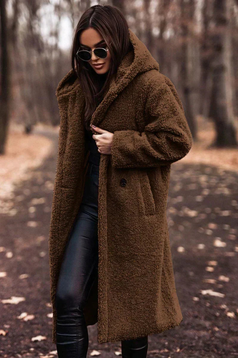 Women's Teddy Coat Oversized Wool Blend Hood