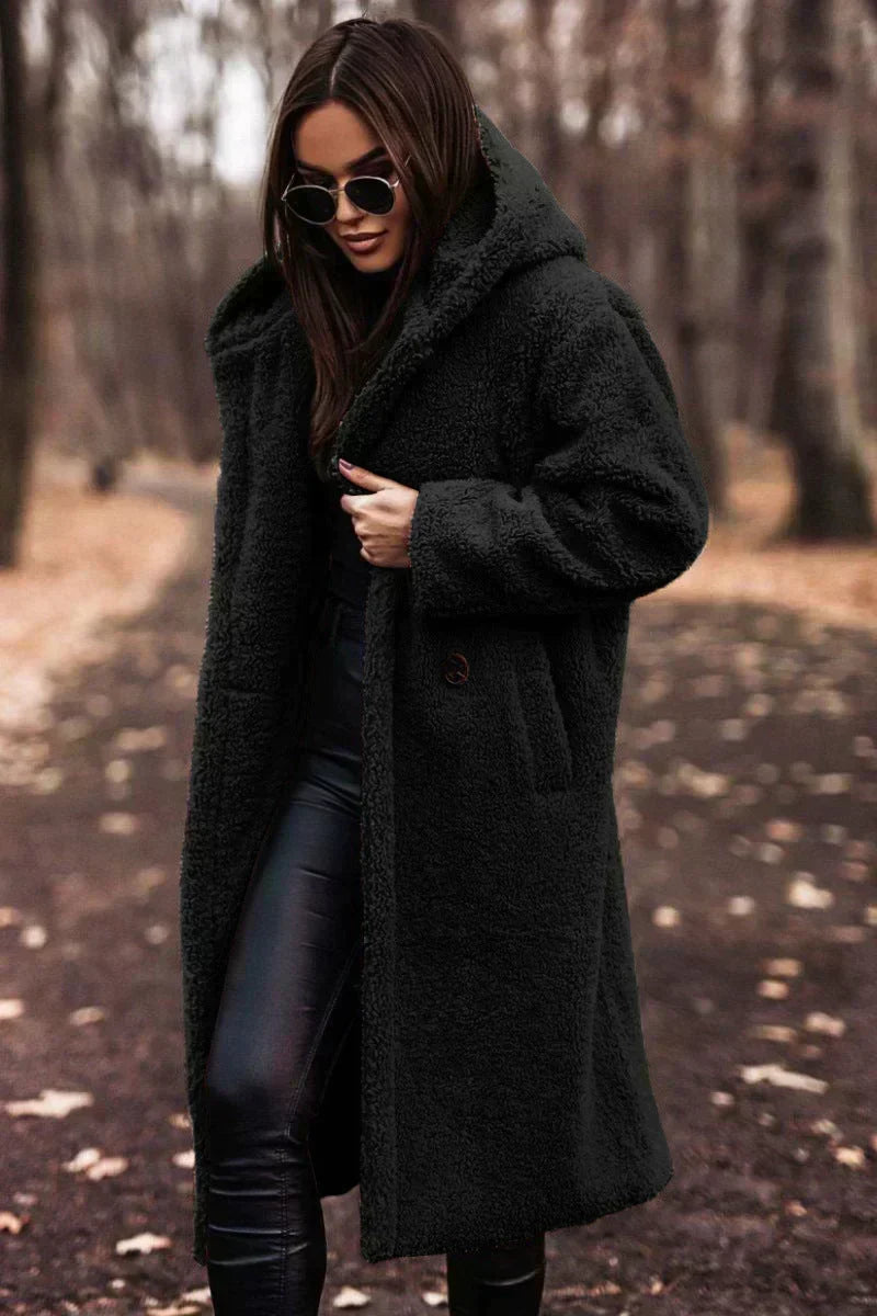 Women's Teddy Coat Oversized Wool Blend Hood