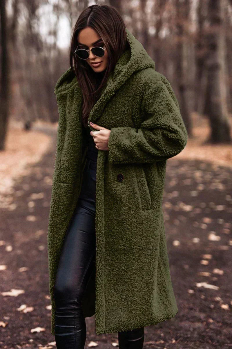Women's Teddy Coat Oversized Wool Blend Hood