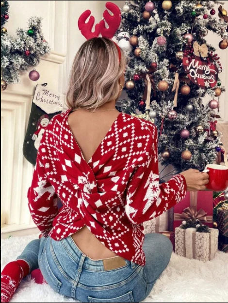 Women's Top Open Back Twist Loose Fit
