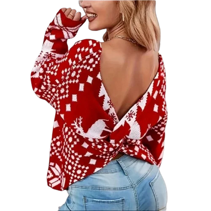 Women's Top Open Back Twist Loose Fit