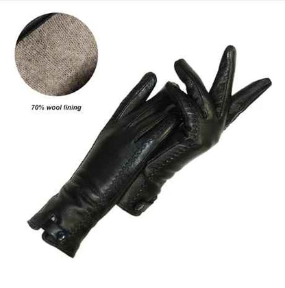 Women's Vintage Leather Gloves Wool Or Rabbit Fur Lined
