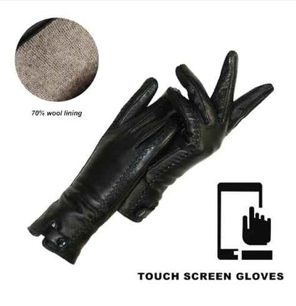 Women's Vintage Leather Gloves Wool Or Rabbit Fur Lined