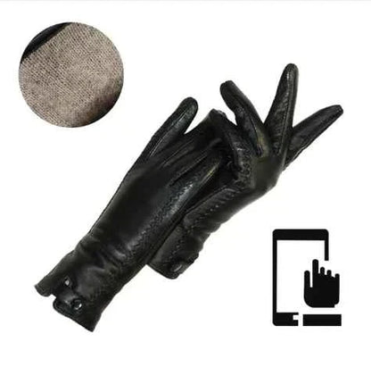 Women's Vintage Leather Gloves Wool Or Rabbit Fur Lined
