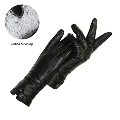 Women's Vintage Leather Gloves Wool Or Rabbit Fur Lined