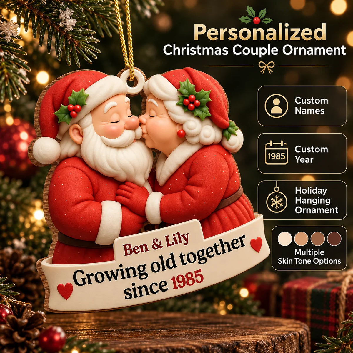 Wood Ornament Personalized Photo & Name Fade Resistant Print