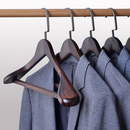 Wooden Hangers Curved Design Metal Accents Set of 4