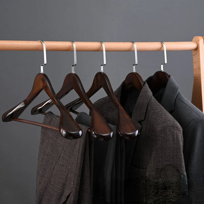 Wooden Hangers Curved Design Metal Accents Set of 4