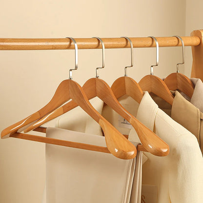 Wooden Hangers Curved Design Metal Accents Set of 4