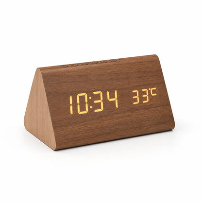 Wooden LED Voice Control Alarm Clock